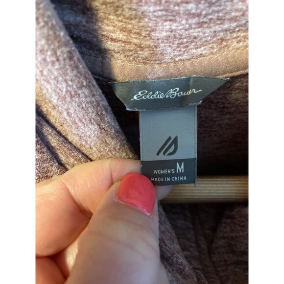 Eddie Bauer Pink Zippered Three Quarter Sleeve Hoodie Jacket Active SZ Medium - Picture 5 of 6